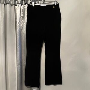 Women's Black Tailored Knit Pants with Gold Accent